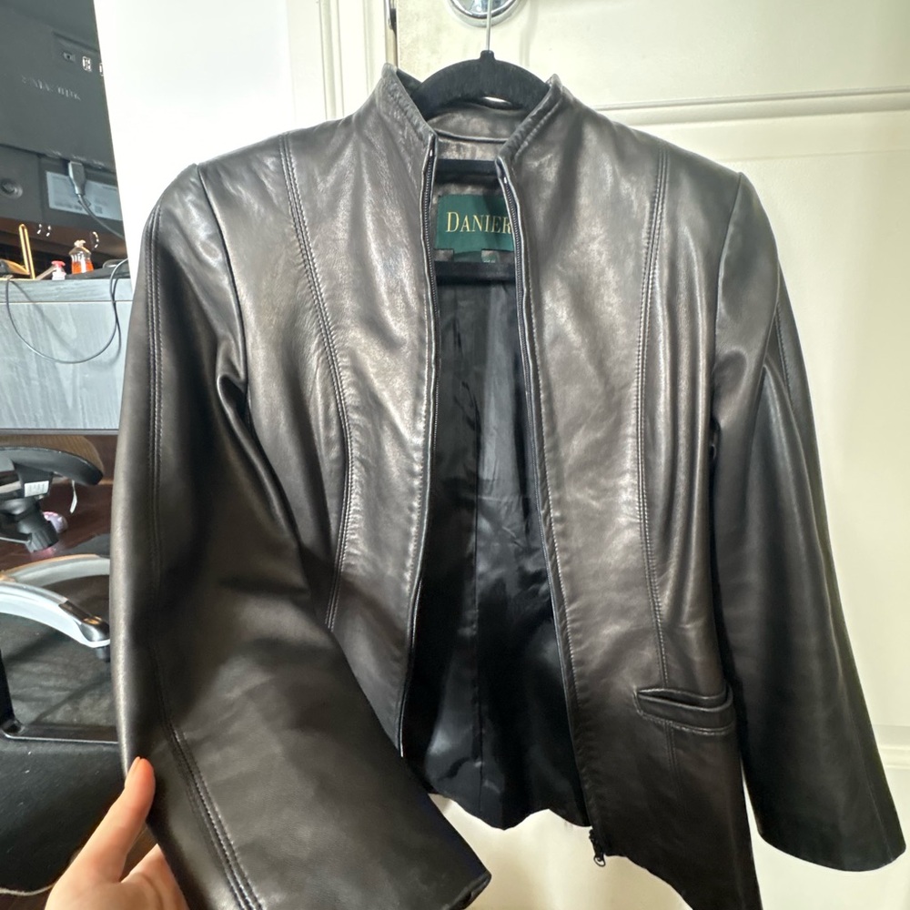 Danier Black Leather Women's Collarless Jacket